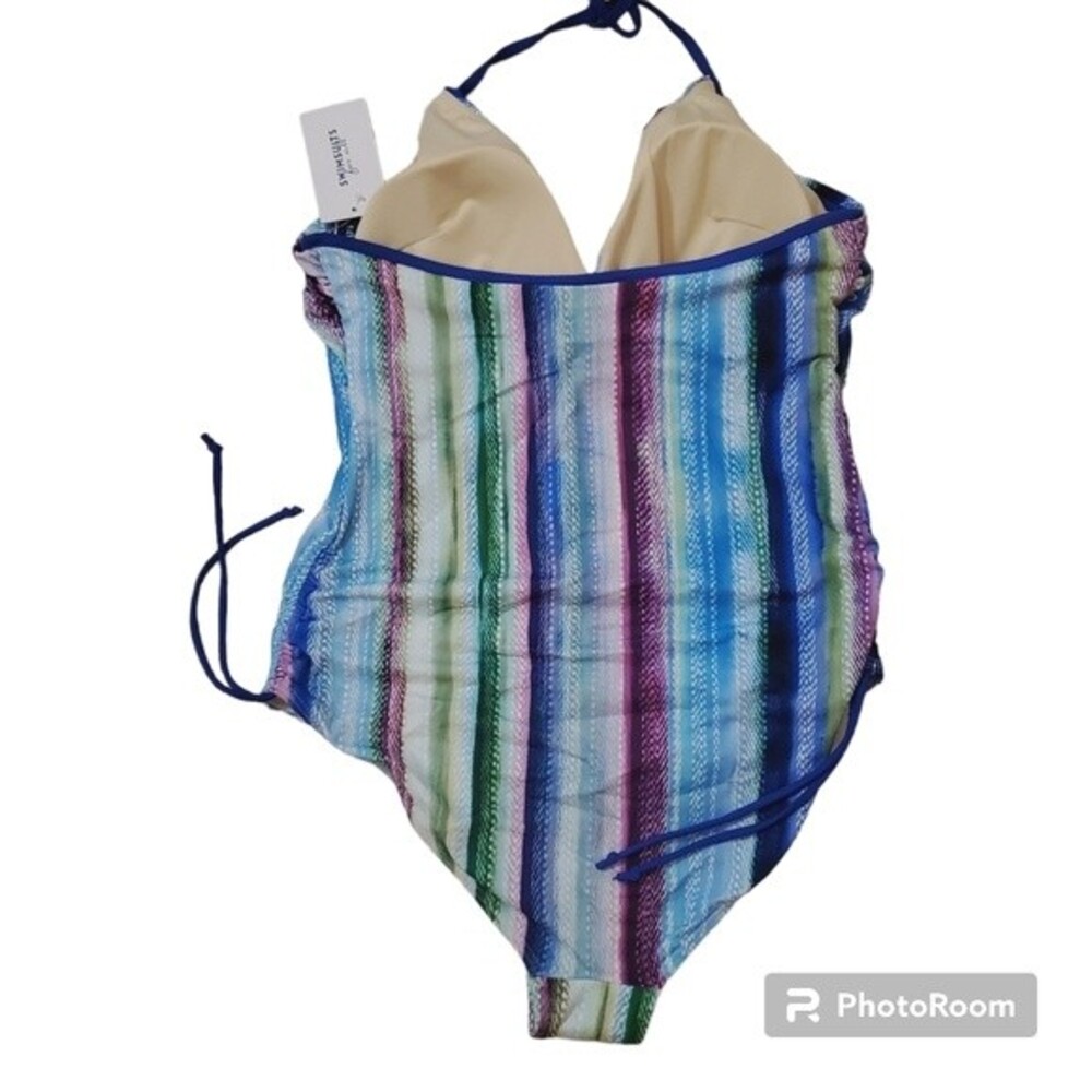 Swimsuits for all HALTER ADJUSTABLE ONE PIECE SWIMSUIT in Pastel Stripe - Picture 6 of 12
